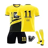 Generisch BVB Trikot, Fussball Trikot Kinder Set Fußball Trikot Set Hause/Auswärts, Fußballtrikot Fussball Trainingsanzug Sportshirt Herren/Junge Football Training Tshirts Shorts und Socken Anzug