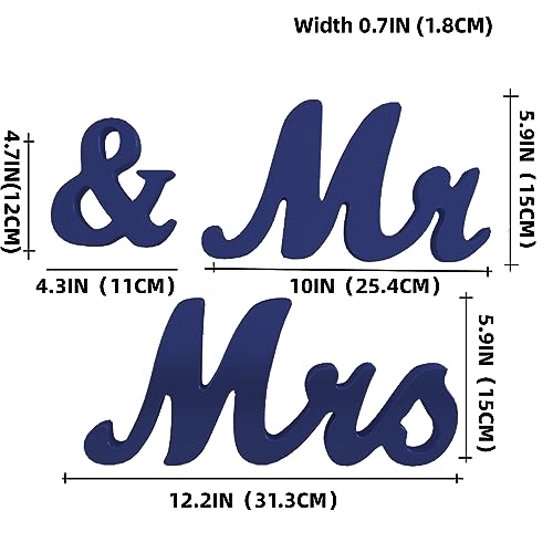 VIOPVERY Wedding Decorations Set - Large Blue Mr and Mrs Sign, Just Married Banner, Wooden Letters for Sweetheart Table, Photo Props for Anniversary