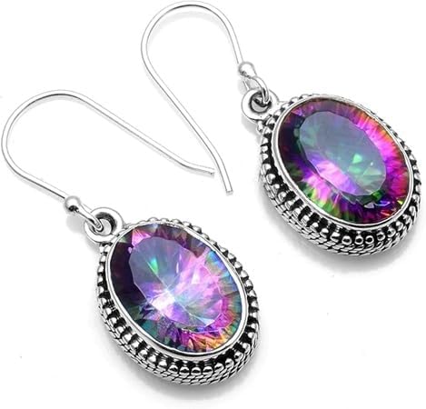 925 Sterling Silver Mystic Topaz Jewelry Set for Women – Oval Cut Ring, Earrings, Bracelet & Pendant – Colorful Gemstone Gift Set for Her - Image 6