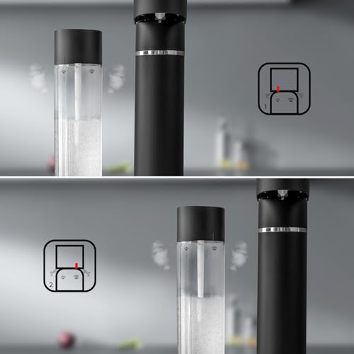 Ultima Cosa Sparkling Water Soda Maker with CO2 Cylinder - Home Fizzy Drink Bubbly Water Machine 1LBPA-free Reusable Bottle - Make Homemade Sparkle Water, Juice, Coffee, with Fruit (BLK)