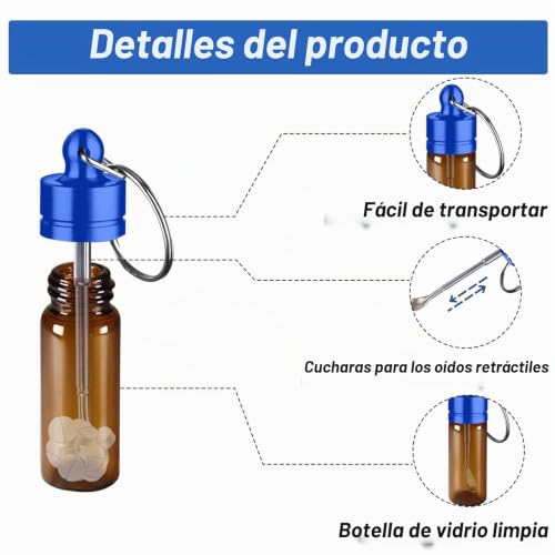 Miniatura 3 de Aabdtyyd Frasco De Almacenamiento, 3pcs Mini Recipientes De Vidrio 6cm Para Especias, Azúcar Rojo, Dorado, Azul Con Cuchara Telescópica, Especieros Herméticos Para Cocina Y Viaje