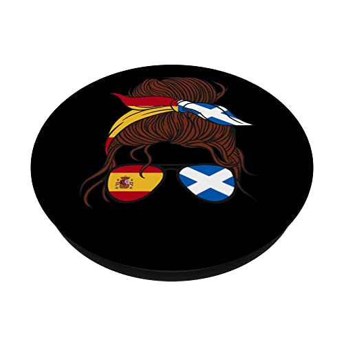 Spain and Scotland Mix Half Spanish half Scottish PopSockets Swappable PopGrip, Black - Image 2