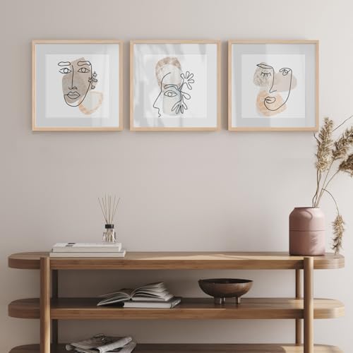 Puthiac Oak Wood 20x20 Picture Frames - 3 Pack Beige Frames for Wall