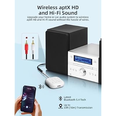 Bluetooth 5.4 Transmitter Receiver, Low Latency 2-in-1 Wireless Transmitter for Airplane, TV, PC, Switch, Support Dual Pairing for AirPods/Headphones, Bluetooth Receiver for Car/Home Stereo