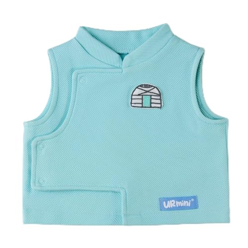 Kids' Snap, Button, Vest, Blue, Mongolian Inspired Design