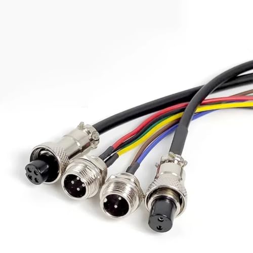 Conector GX12 M12 macho a macho de 6 pines con cable soldado de 20cm 7