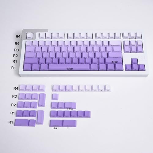 Side Printed Keycaps, PBT Purple Gradient Keycaps 125 Keys Cherry Profile Heat Sublimation keycap for Mx Cherry Mechanical Keyboard (Purple Gradient)