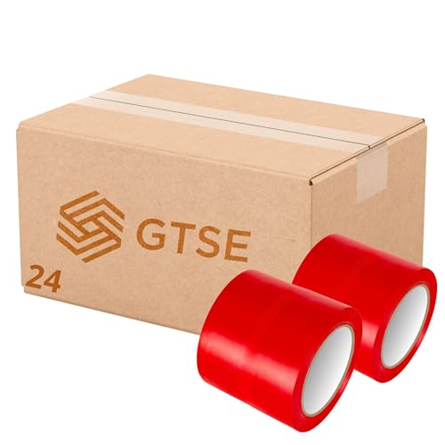 Image of GTSE 4 inch x 108 ft Red PVC Vinyl Floor Tape, 24 Rolls, Safety Marking Tape, 6 mil Thick, Suitable for Dance Floors, Gyms, Warehouses, Sports Facilities