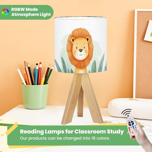Lámpara de mesa infantil con base de madera y pantalla de lino miniatura 5