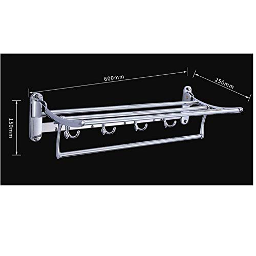 Toallero de baño de doble capa SUS304 plegable con ganchos multifuncional 7