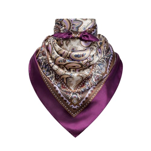 Image of 35 inch Men's Silk Cowboy Scarf - Oversized Western Bandana Neckwear, Large Square Scarf with Gift Packaging