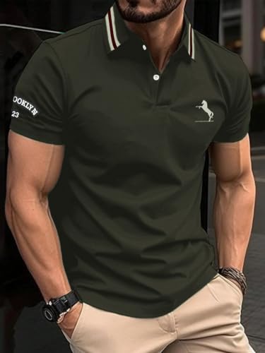 Image of GRECIILOOKS Polo T-Shirt for Men - Cotton Short Sleeve Regular Fit Tee | Perfect for Golf, Travel & Outdoor Casual Look (Available in Plus Size)