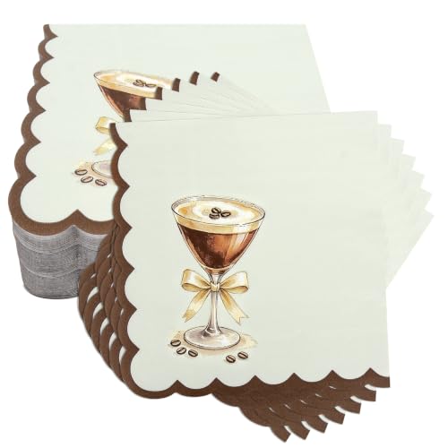 yuboo 50 Pcs Espresso Martini Napkins, 6.3 x 6.3 in Folded Disposable Paper Cocktail Napkins, Brown Martini Party Decor for Bachelorette & a Tini Bit Older Birthday Decor - image 5