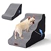 Dog Ramp for Bed – 21″ H 2-in-1 Transformable 4 Steps Dog Stairs and Ramp, Pet Steps for Couch with Non-Slip Waterproof Cover, Black