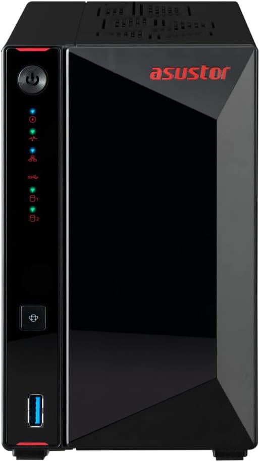 Asustor/DiscTech 36TB NAS Bundle: AS5402T NAS Server with 2x16TB SATA HDD and 4x1TB NVMe M.2 SSDs, 8GB RAM, Dual 2.5GbE LAN Ports