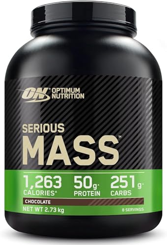 Optimum Nutrition Serious Mass Protein Powder with Creatine, Glutamine, 25 Vitamins & Minerals, High Calorie Mass Gainer, Chocolate Flavour, 8 Servings, 2.73kg, Packaging May Vary