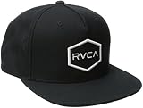 RVCA mens Commonwealth Snapback Hat Baseball Cap, Black/White, One Size US