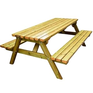 MG Timber Heavy Duty Premium, A-frame Picnic table, Bench. Made From Pressure Treated Swedish Redwood (5FT, Square Corners)