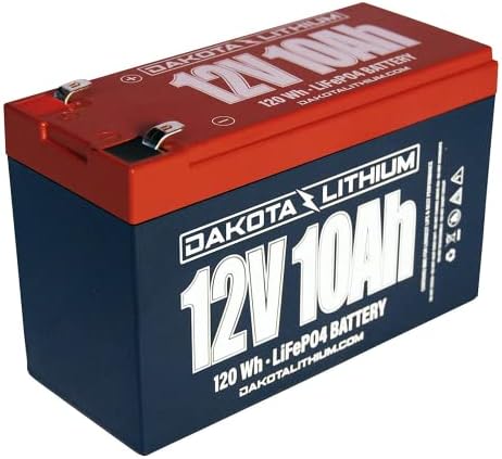 Dakota Lithium – 12V 10Ah LiFePO4 Deep Cycle Battery – 11 Year USA Warranty 2000+ Cycles – Built in BMS – For Ice Fishing, Kayaks, Fish Finders, and More