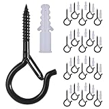 AOERT 20 PCS Outdoor Hooks for Outdoor String Lights, Screw Hooks for Hanging Plants/Wind Chime/Bask