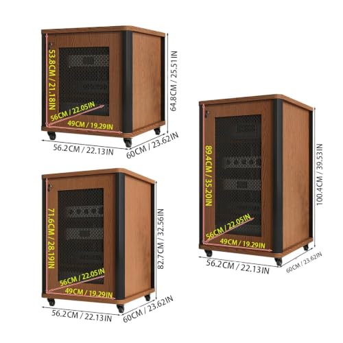 Ecological Wood Audio Rack, Rolling Stereo Stand with Brake Wheels