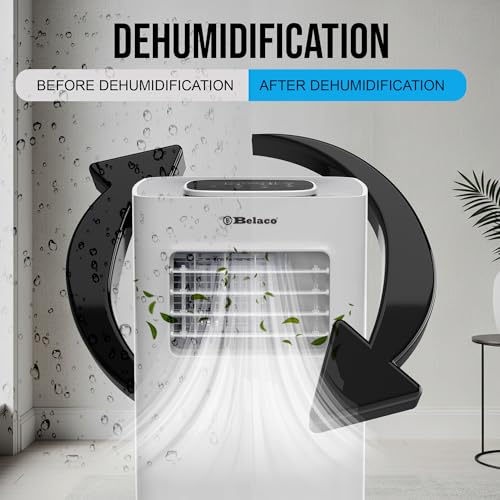 Belaco Air Conditioning Unit, Portable Air Conditioner 9000BTU 4-In1 Dehumidifier, Cooling Fan With 2 Speeds, Digital & Remote Control, Dual Window Kit, 24H Timer, Air Conditioner For Home ACU-9000R1 - 9