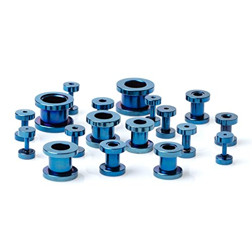 Cabbe Kallo 36Pcs Ear Stretching Kit 14G-00G Surgical Steel Tapers Tunnels Gauges Set For Starter Women Men Expanders Body Piercing Jewelry, Blue #TOP5