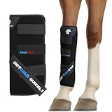 Jiesxyii Hot&Cold Dual-Purpose Single Horse Leg Wrap with Graphene Layer,Horse Hot&Ice Leg Boot for Hock,Hooves,Ankle,Knee,40-Minute Temperature Control, Detachable Design,Black
