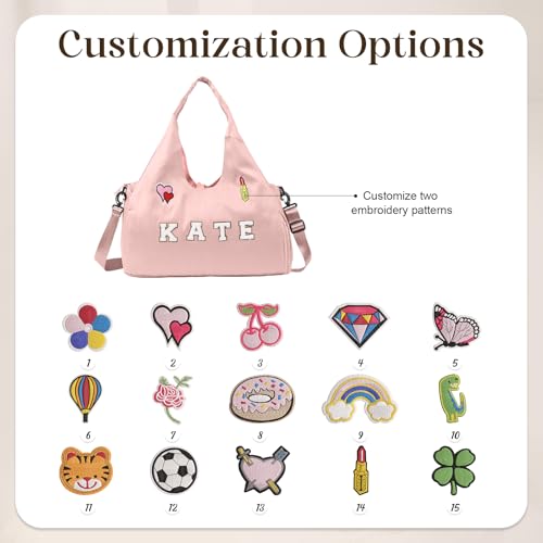 Personalized Duffel Bag with Name – Custom Travel Gym Bag for Women & Men – Waterproof Oxford Weekender Bag – Carry-On Overnight Bag for Sports, Gifts, Travel, Groomsmen (Pink)2