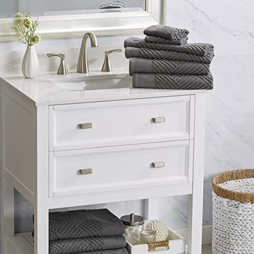 100% Cotton Soft Towel Set | Quick Dry And Highly Absorbent | Textured Bath Towels Hand Towels And Washcloths | Brooklyn Collection (6 Piece Set, Dark Grey) #TOP3