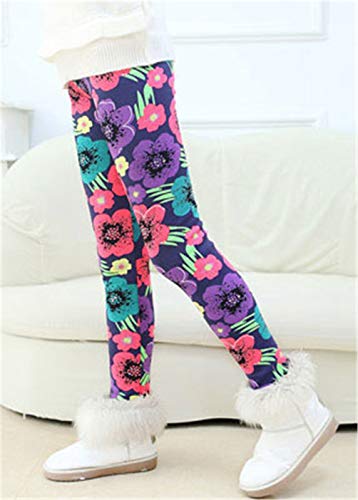 Rysly Girls Winter Thick Warm Long Pants Printing Fleece Lined Leggings2