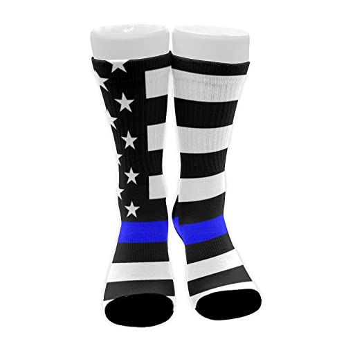 Fashion Personalized Couple Socks Compatible with American Thin Blue Line Flag Police Pattern Black, All-Season Casual Sports Breathable Non-Slip Socks For Men And Women4