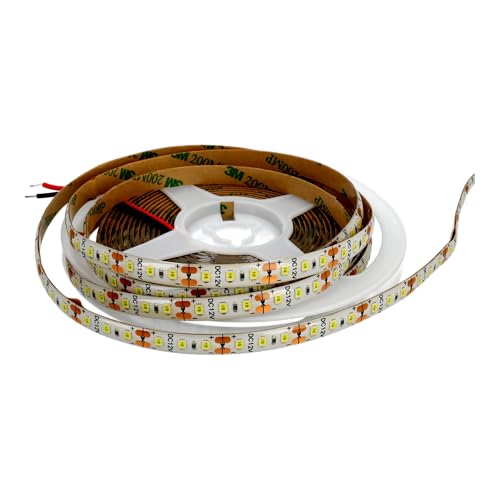 JANDEI - Striscia LED 12V 5 Metri per Esterni, IP65, Bianco Naturale 4200K, 600 LED SMD2835, Larghezza 8 mm, Luci LED Impermeabili per Decorazioni Balconi, Giardini (alimentatore non incluso)