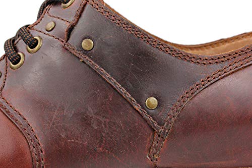 Image of OSSTONE Moto Boots for Men Fashion lace-up Leather Chukka Boots Casual Shoes OS-6015-1-RED-BROWN-R