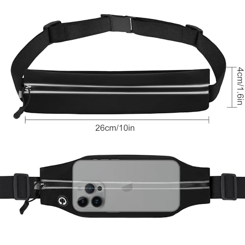 Image of Running Belt Fanny Pack Men and Women Slim Running Bag Money Belt | Lightweight,Soft Material,Adjustable Elasticated Belt,Reflective Strip,Running Essentials,Best Gifts