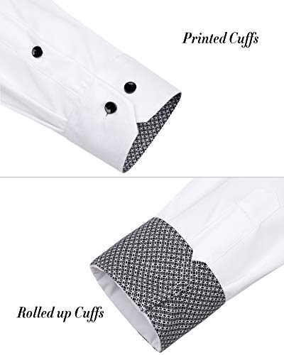 J.ver Men's Casual Long Sleeve Stretch Dress Shirt Wrinkle-Free Regular Fit Button Down Shirts White Large #TOP5