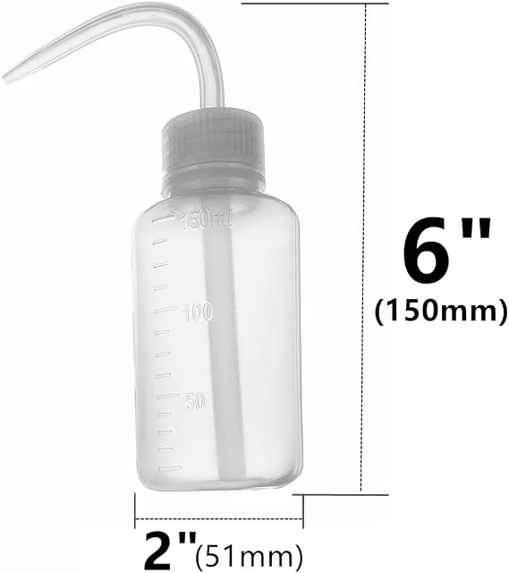 Wash Bottle 2pcs 150ml 5Oz Narrow Mouth Squeeze No Spill Bend Mouth Watering Cans for Medical Lab - Plastic Safety