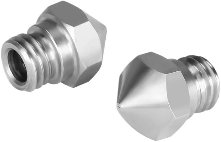 3D Printer Hotend Nozzle MK10 M7 Thread 0.2/0.3//0.5/0.6/ for 1.75mm Filament Parts Upgrade Kit(10Pcs Stainless Stee,0.2mm)