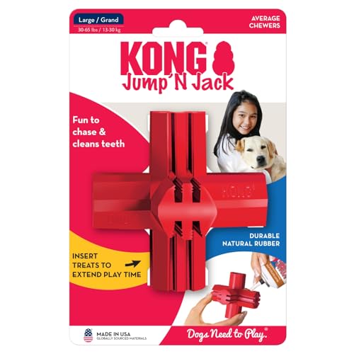KONG Jump'N Jack - Hundespielzeug zum Kauen und für die Zahngesundheit - Aus Naturkautschuk - Für Große Hunde