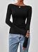 KIRUNDO Long Sleeve Shirts for Women 2025 Fall Casual Boat Neck Knit Workout Going Out Tops Fitted Side Slit Basic Tees(Black, Medium)