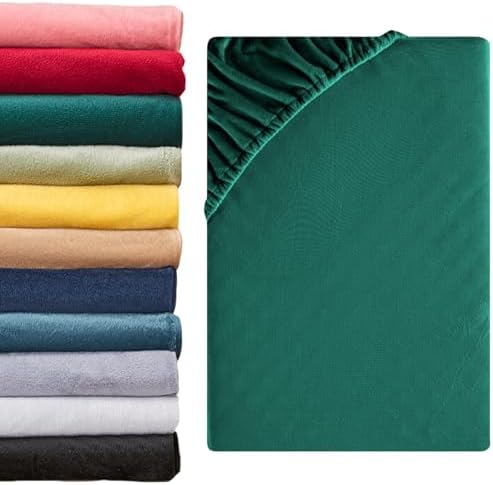 Beqnat Spannbettlaken 180x200cm - 200x200cm Winter Teddy Plüsch Bettlaken Flauschig Fleece Spannbetttuch Cashmere Touch Kuschelig Spannleintuch | Farbe: Dunkelgrün