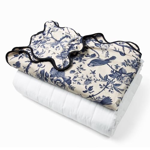 Selling Style 15lb Cooling Weighted Blanket Queen (60x80) - 100% Cotton with Removable Cover & Scallop Edge Design
