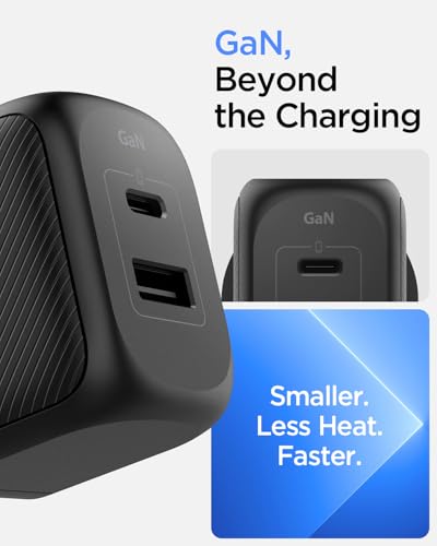 Image of Spigen Fast Charging Adapter, GaN Charger, Total 45w, PD /PPS Support, BIS Certified for iPhone 17 /16 /15(Pro,Pro Max,Plus), Galaxy S26 /S25 /S24, iPad, MacBook Air and More (PE2304IN) - Black