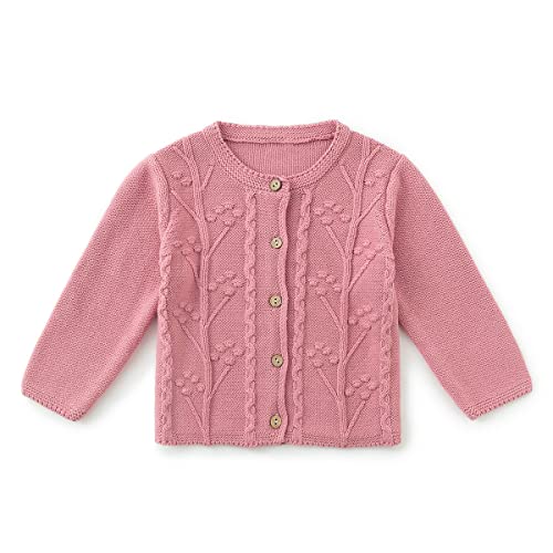 Image of Simplee kids Baby Girl Thin Sweater Solid White Pink Cardigans for Toddler 0-3Years