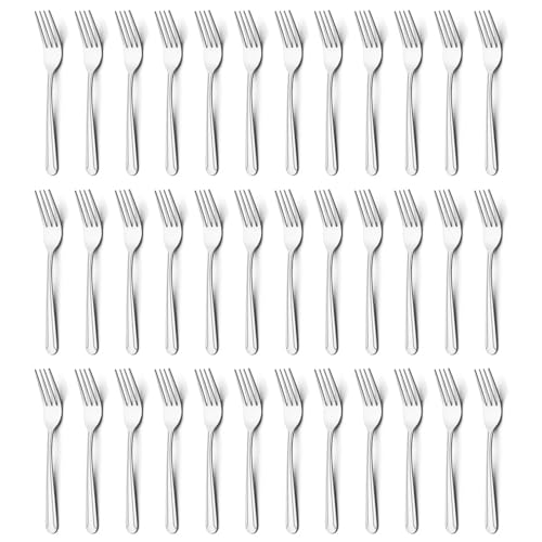 BEWOS 36-Piece Dinner Fork Set, 8.2-Inch Stainless Steel Silverware, Mirror Polished, Dishwasher Safe, For Home, Kitchen or Restaurant