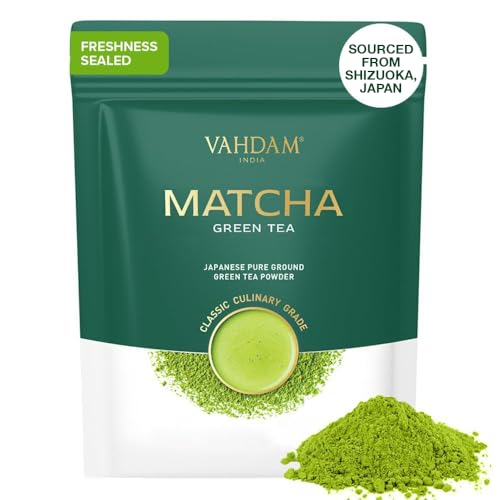 VAHDAM, Matcha Grüntee Pulver (100g, 100+ Tassen) Authentisches japanisches Matcha Pulver, Premium Qualität Grüntee, Grüner Tee aus Japan, Matchapulver für Latte, Smoothies VAHDAM, Matcha Grüntee Pulver (100g, 100+ Tassen) Authentisches japanisches Matcha Pulver, Premium Qualität Grüntee, Grüner Tee aus Japan, Matchapulver für Latte, Smoothies