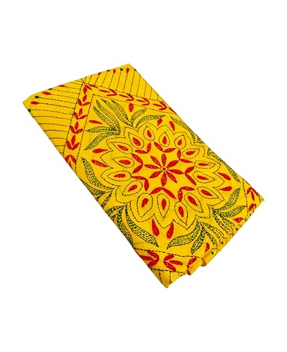 Image of Women's Kantha Stitch Handloom Cotton Silk Saree with Blouse Piece