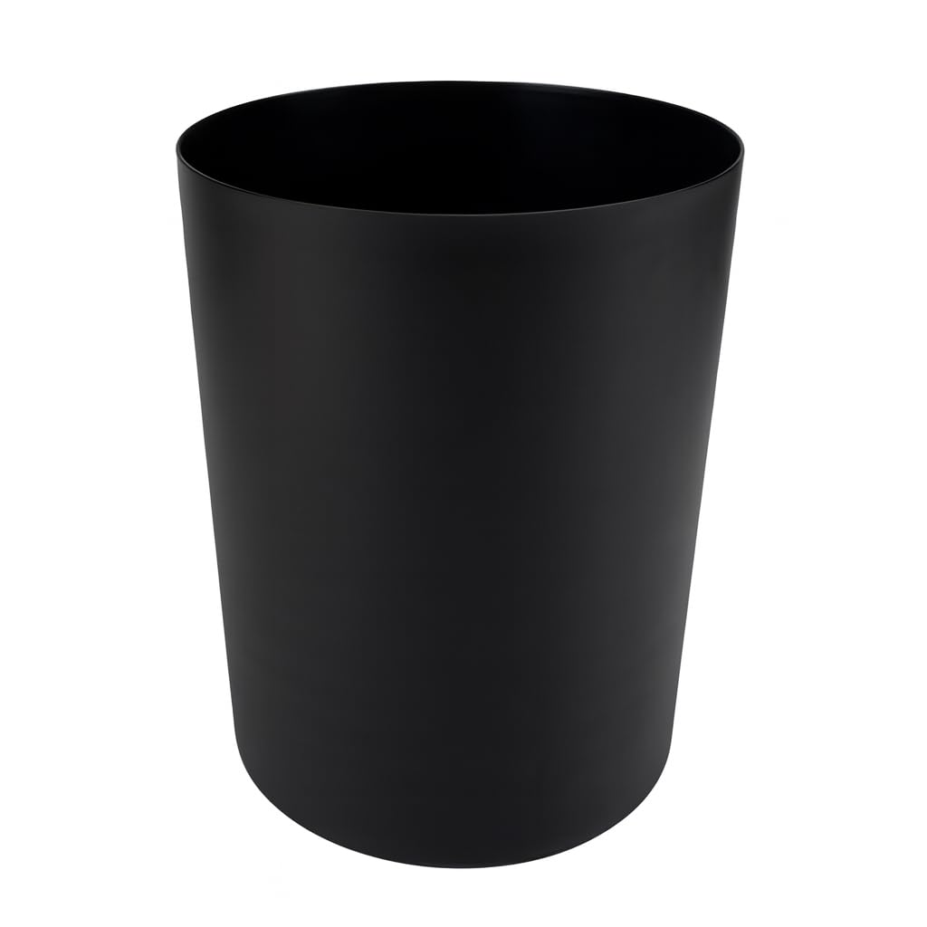BREVON 5 Gallon Plastic Bathroom Trash Can Matte Black Garbage Bin Without Lid for Office Bedroom Kitchen Home
