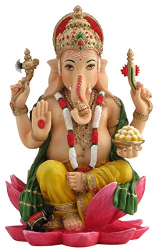 JFSM INC. Ganesh (Ganesha) Hindu Elephant God of Success Statue, 7 1/4-inch Multi-Colored