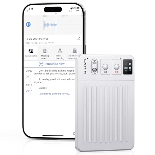 AI Voice Recorder, Digital Voice Recorder App Control, Transcribe & Summarize & Translation by ChatGPT, Wireless Charging, 121 Languages, 64GB Memory for Lecture, Meeting, Calls, White